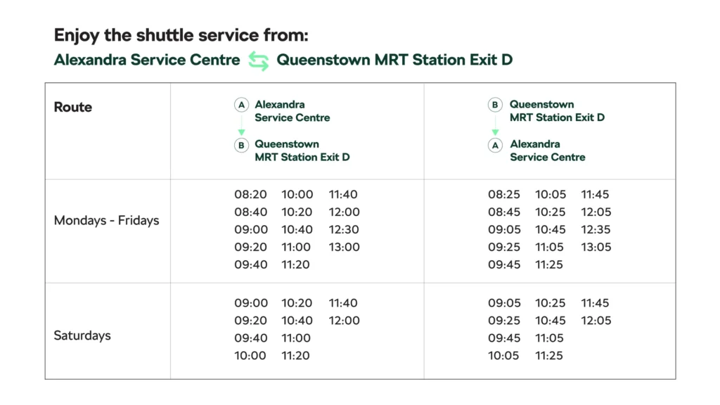 Free shuttle bus schedule at Skoda Service Centre Singapore