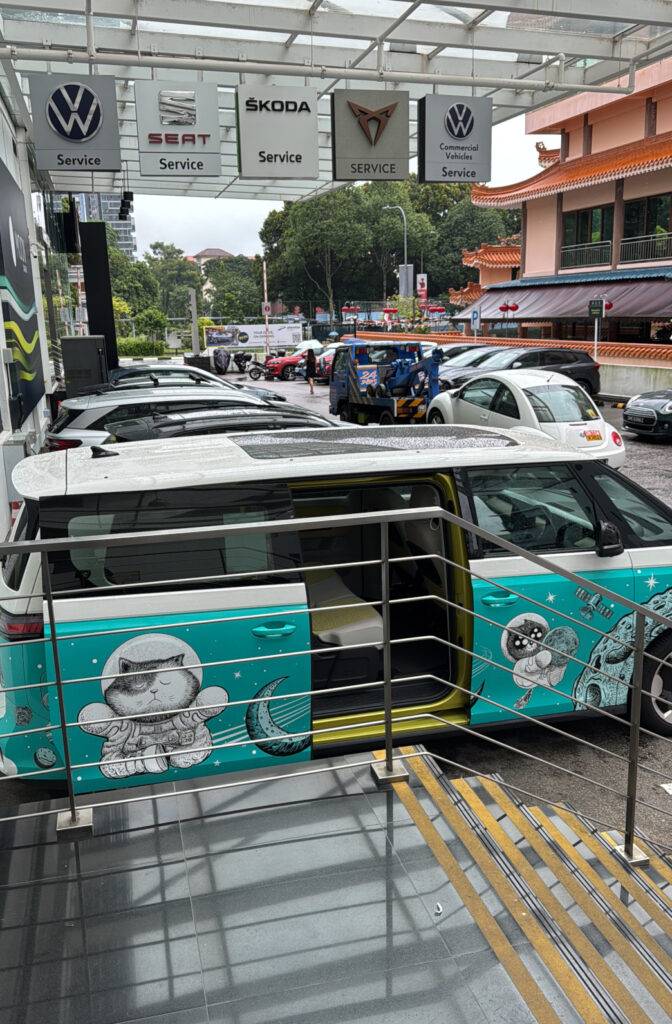 Volkswagen (VW) ID Buzz used as shuttle service at Skoda Service Centre Singapore