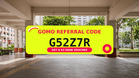 Gomo referral code G52Z7R banner offering a $3 Grab voucher