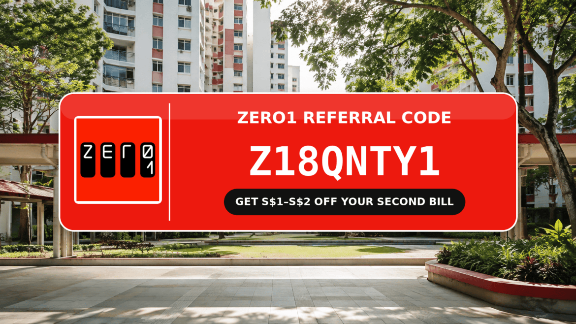 Zero1 referral code Z18QNTY1 banner offering S$1-S$2 off your second bill